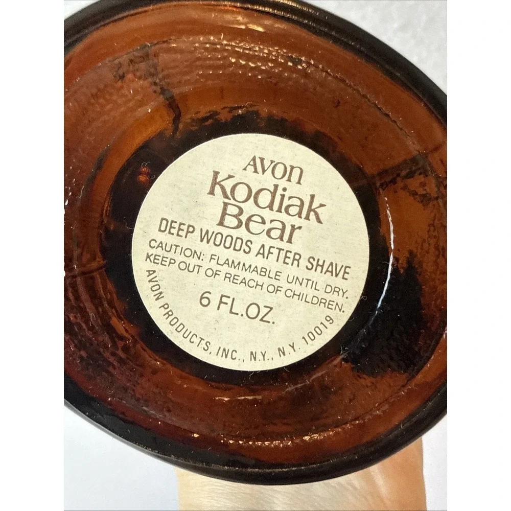 Vintage 1970s Avon Kodiak Bear Glass Decanter Bottle Full With Box After Shave